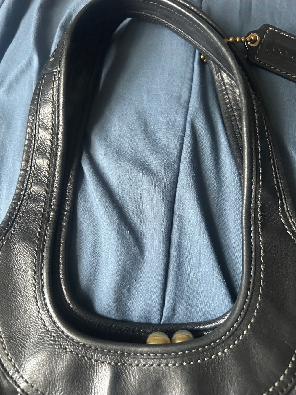Coach Black Leather Shoulder Bag with Gold Accent - Picture 14 of 14